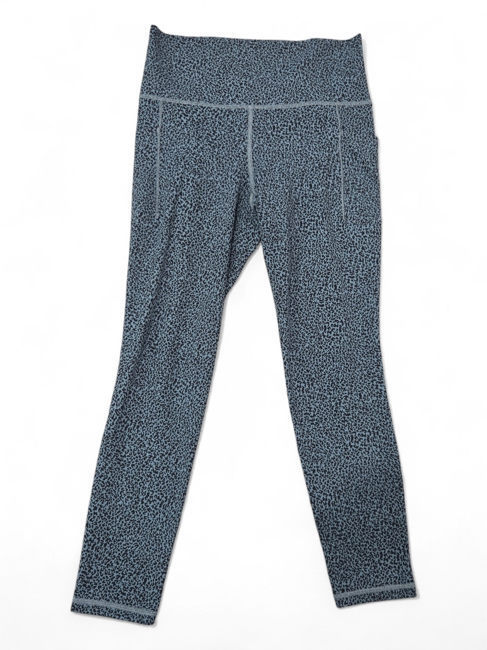 Athleta Salutation Stash II Textured Blue Cheetah Print Tight